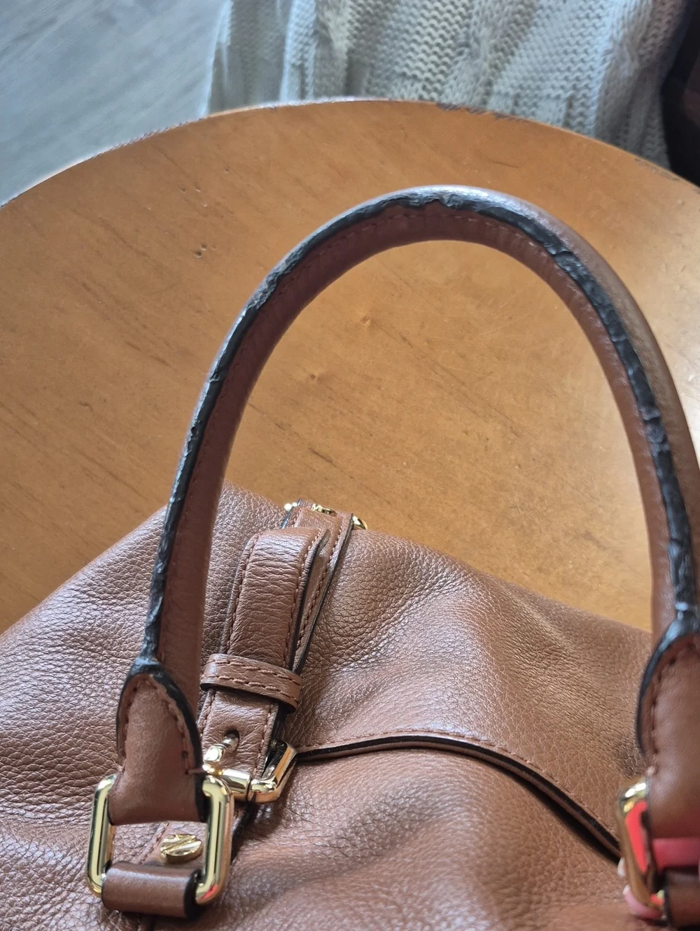 Michael Kors Bedford Legacy Camel Brown Pebbled Leather Shoulder Bag